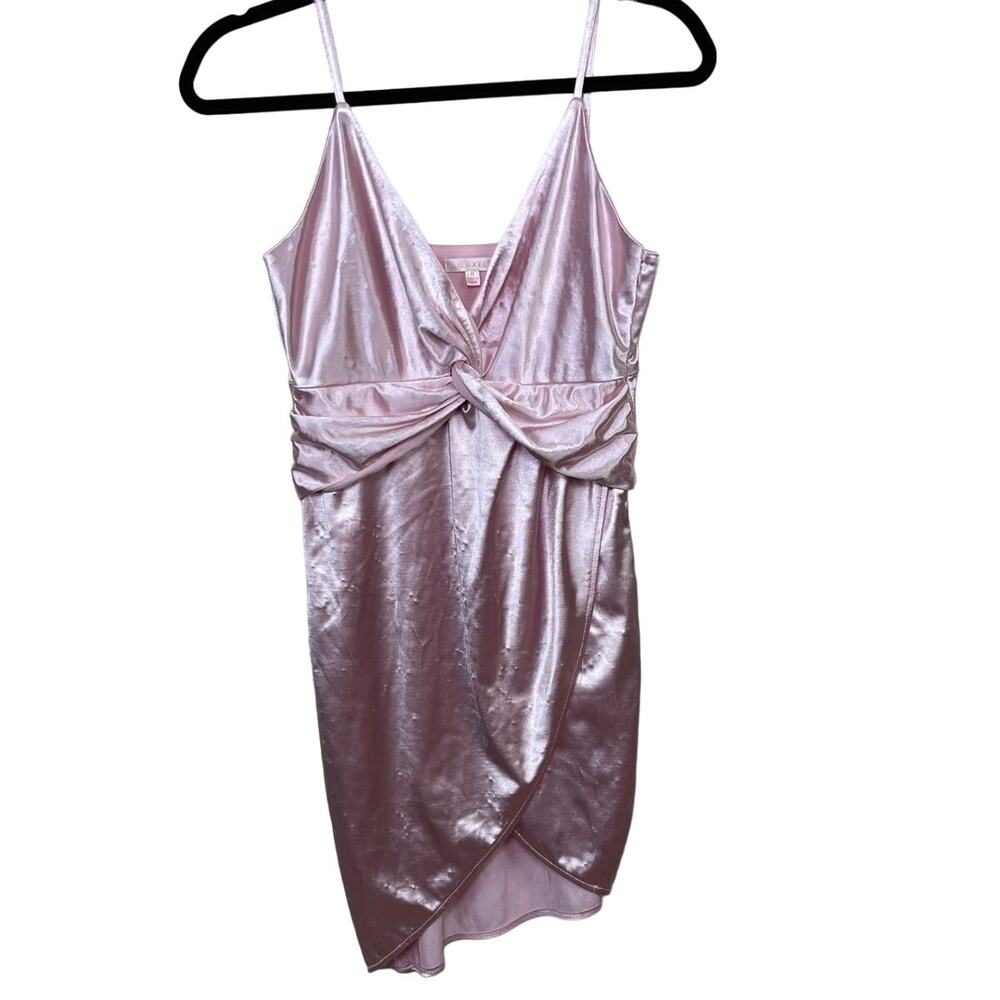 Women's Medium Luxxel Pink Satin Mini Slip Dress